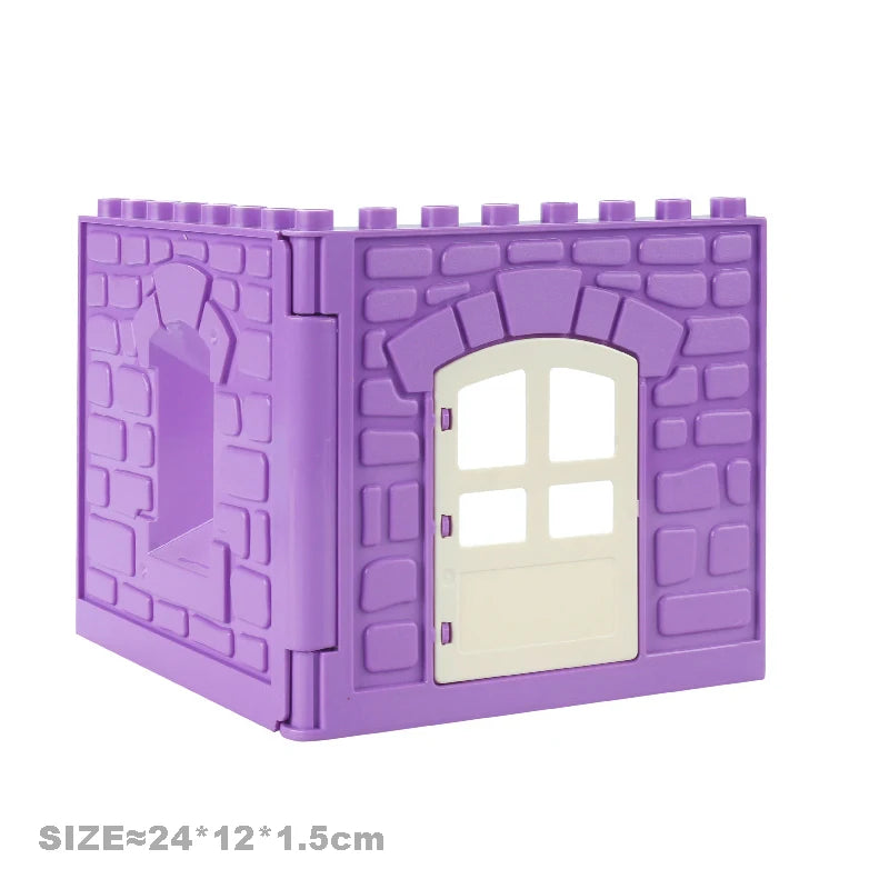 Big Particles Building Blocks House Parts Accessory Window Wall Roof Construction Assemble Duplo Brick Educational Toys For Kids