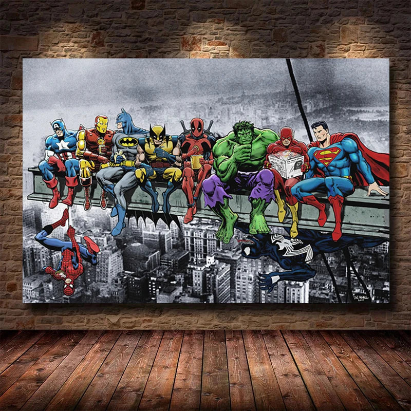 Disney Marvel Movie Superhero Wall Art Poster SpiderMan Iron Man Simple  Home Decor Canvas Painting Mural Pictures Print Artwork