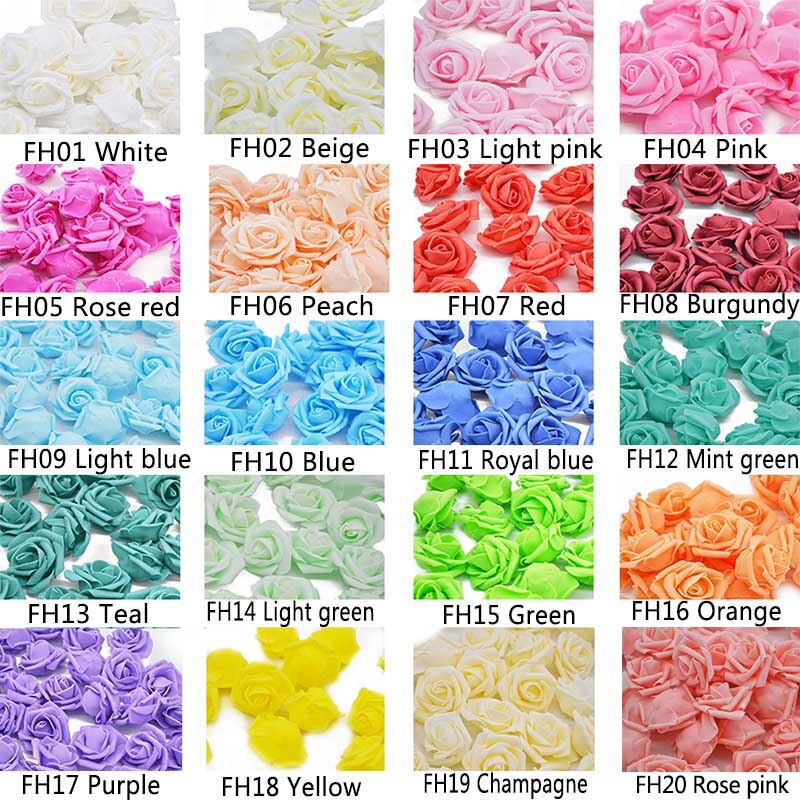 20pcs Multicolor Foam Rose Flower Head Artificial Rose Bouquet Handmade Wedding Home Decoration Festive Party scrapbook - Xclusive Collectibles