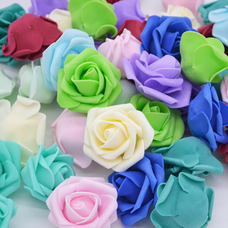 20pcs Multicolor Foam Rose Flower Head Artificial Rose Bouquet Handmade Wedding Home Decoration Festive Party scrapbook - Xclusive Collectibles