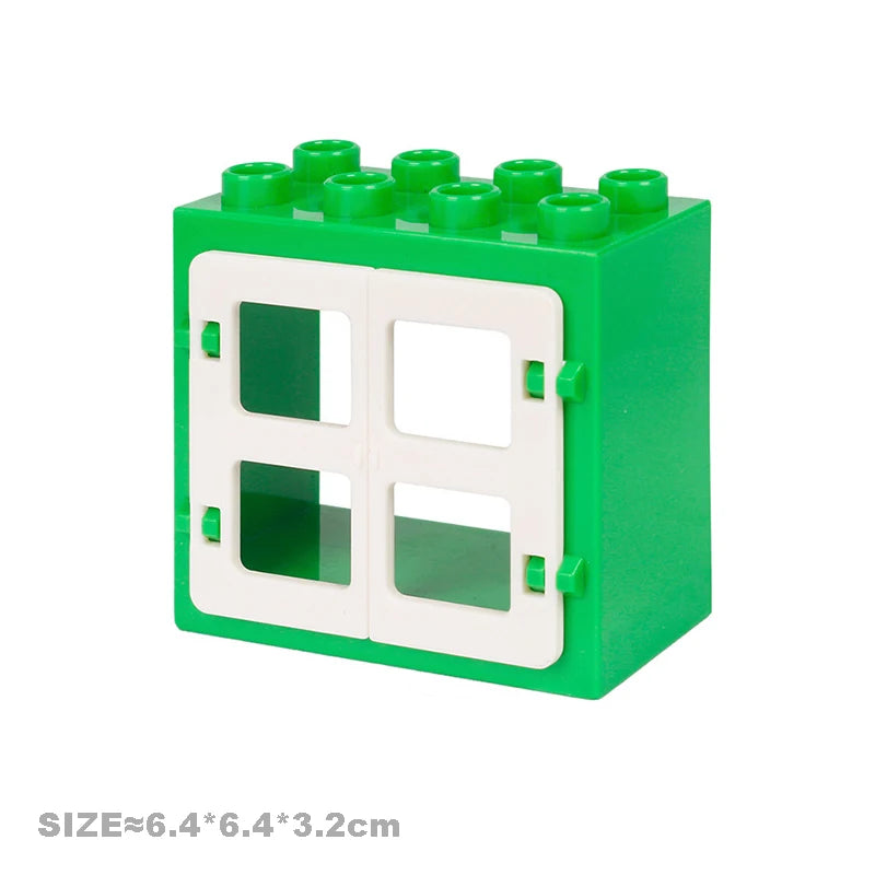 Big Particles Building Blocks House Parts Accessory Window Wall Roof Construction Assemble Duplo Brick Educational Toys For Kids