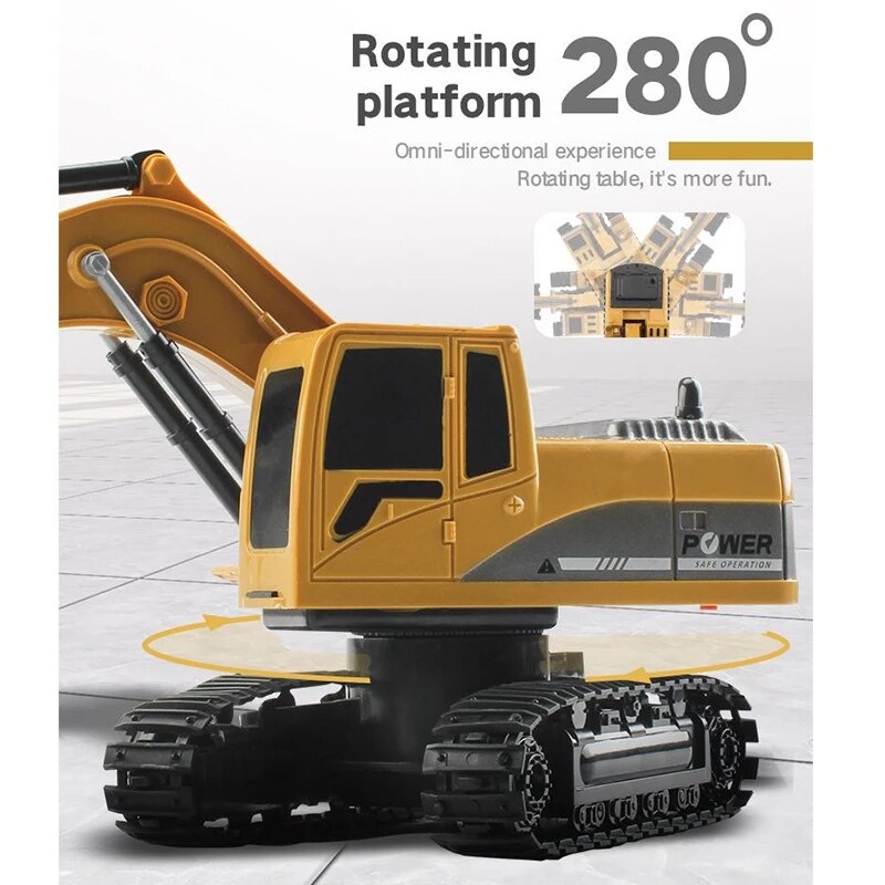1/24 Scale RC Excavator - Radio Controlled 2.4G CONUSEA Digger with Sound & Lights