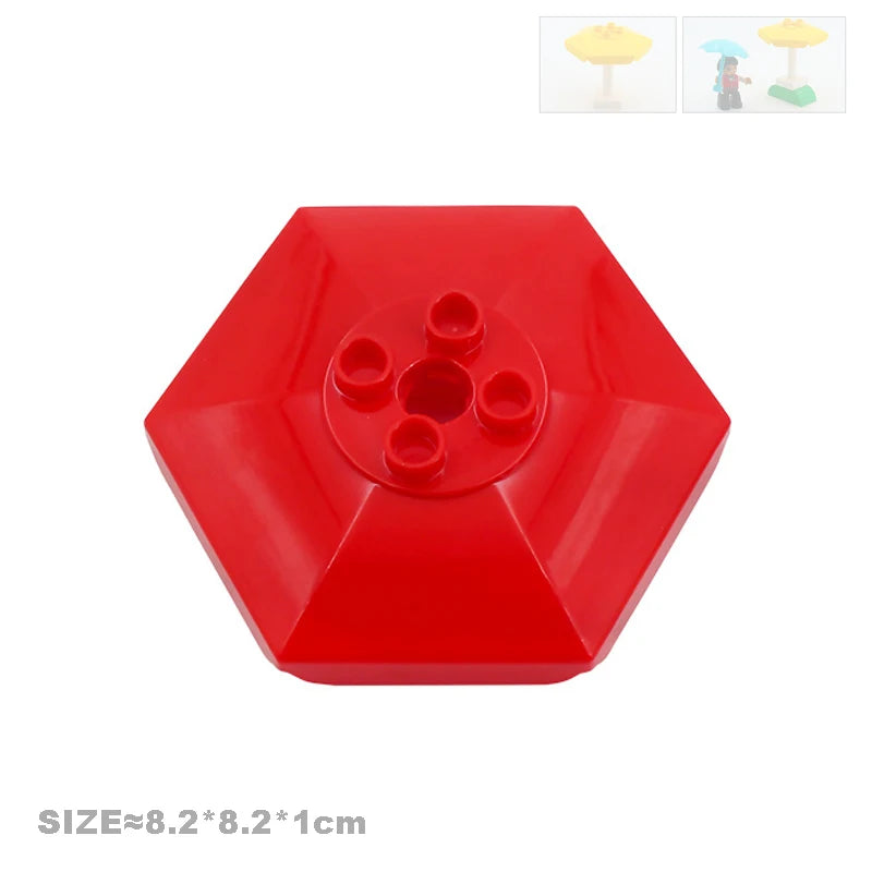 Big Particles Building Blocks House Parts Accessory Window Wall Roof Construction Assemble Duplo Brick Educational Toys For Kids