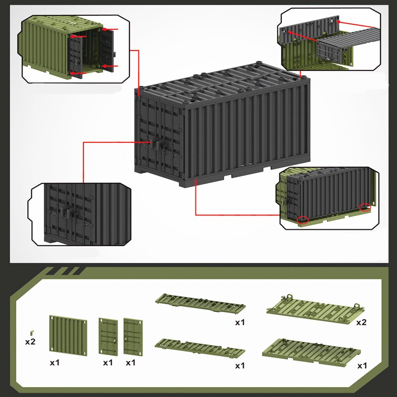 MOC Military Container Blocks - Lego Compatible Cargo Container for Brick Model Playsets