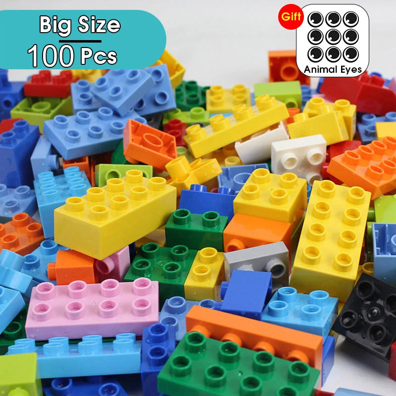 Colorful DIY Building Blocks – Big Size Bulk Bricks, Cars, Animals & Base Plates