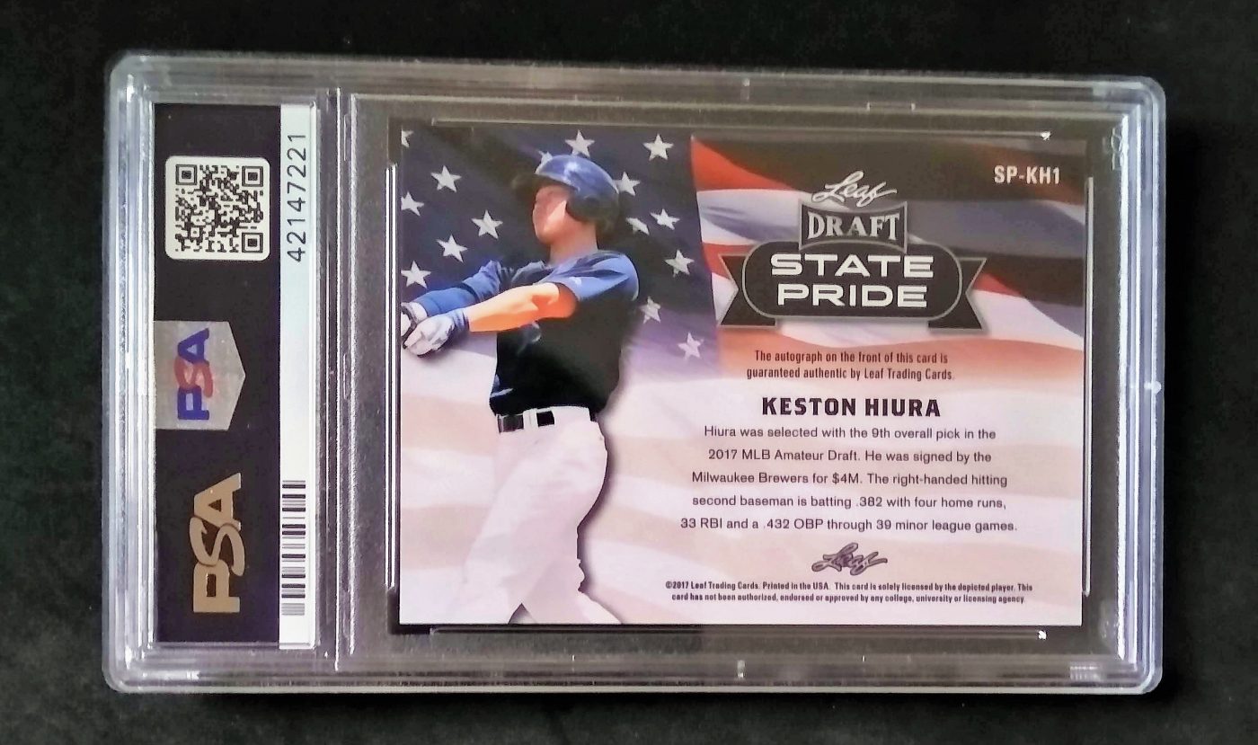 2017 Leaf Metal Draft Keston Hiura State Pride Dual Graded PSA 10 State Pride Perfect Baseball Card simple Xclusive Collectibles