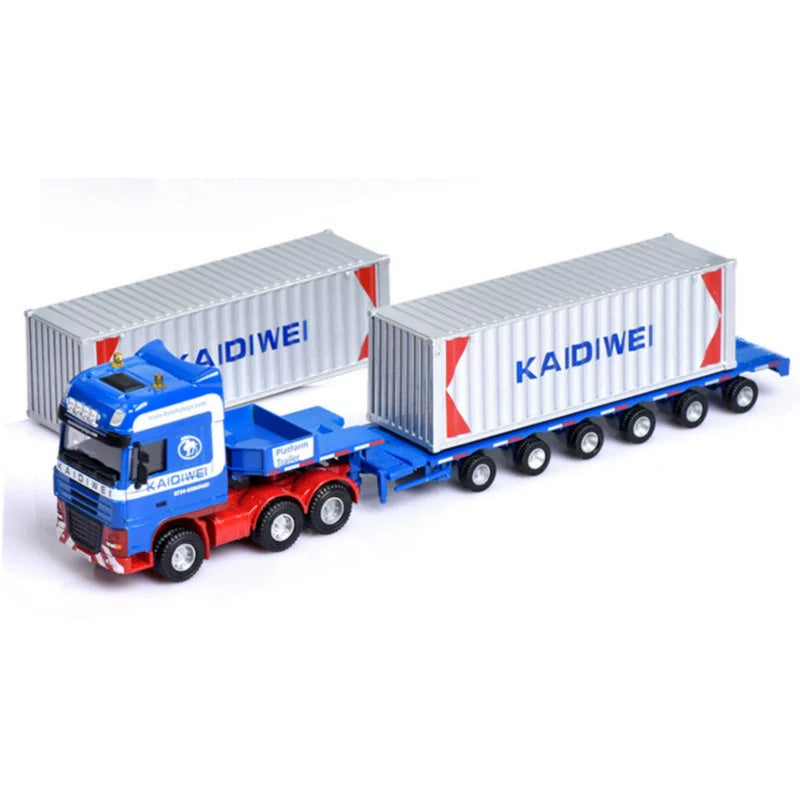 Premium Alloy Telescopic Flatbed Truck Transporter Model