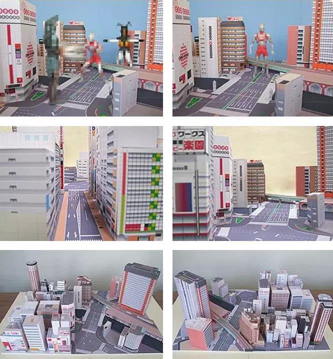 3D Paper Model City Building Scene Downtown Landscape Scene