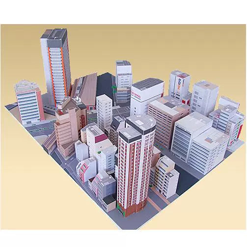 3D Paper Model City Building Scene Downtown Landscape Scene