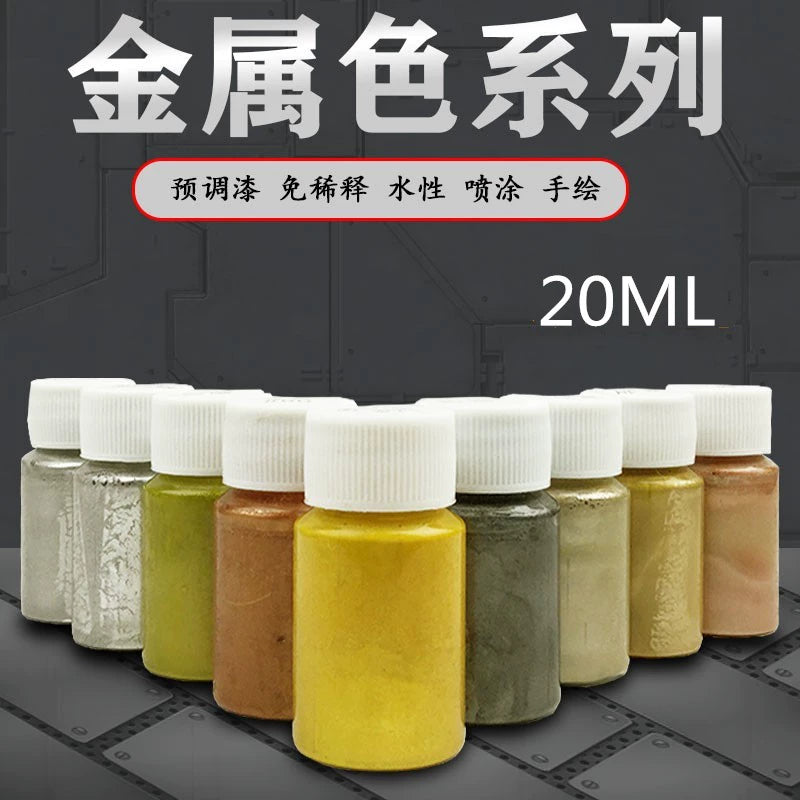 eries Water-Based Metallic Color Paints for Gundam and Military Models - 9 Shades, 20ml