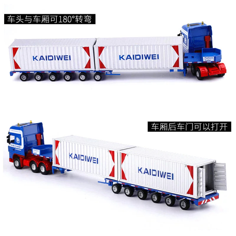 Premium Alloy Telescopic Flatbed Truck Transporter Model