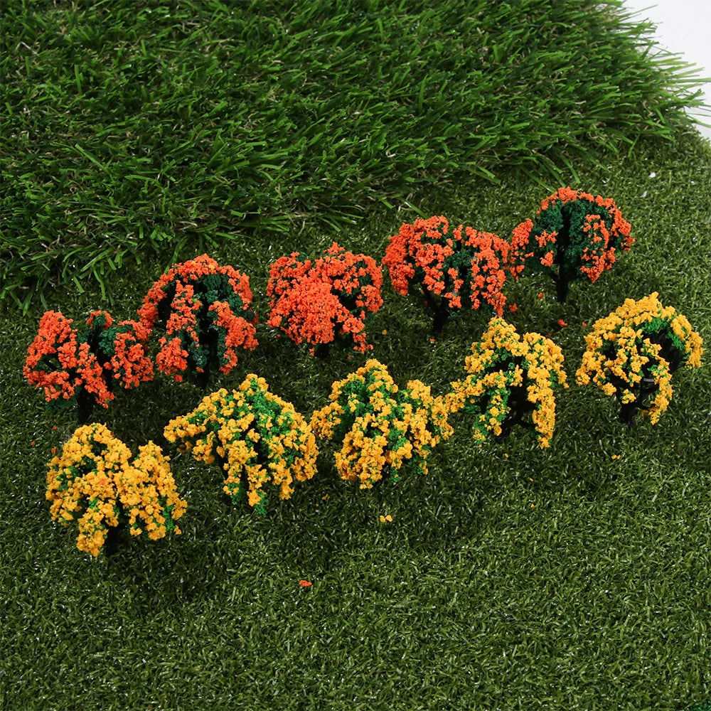 5pc Miniature Model Trees in Multiple Colors - Plastic, for Train Layouts, Architecture, Landscaping