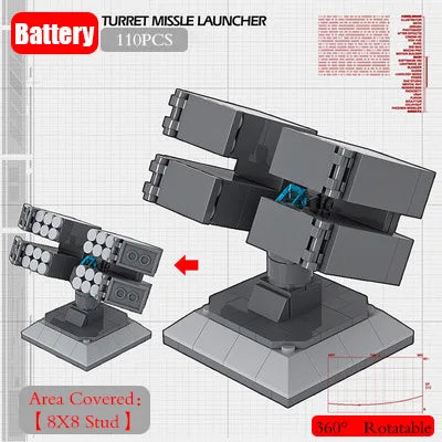 Military Base Defense Building Blocks – Missile Launcher, Supply Containers & Industrial Modules