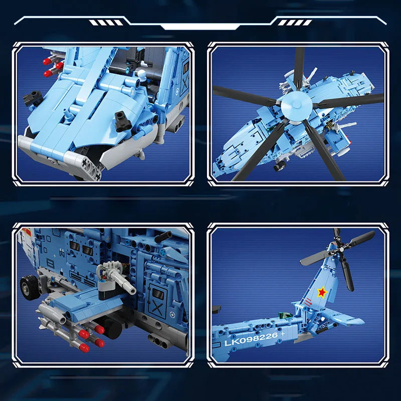 Modern Military Gunship Helicopter Building Block Set – Air Forces Collection