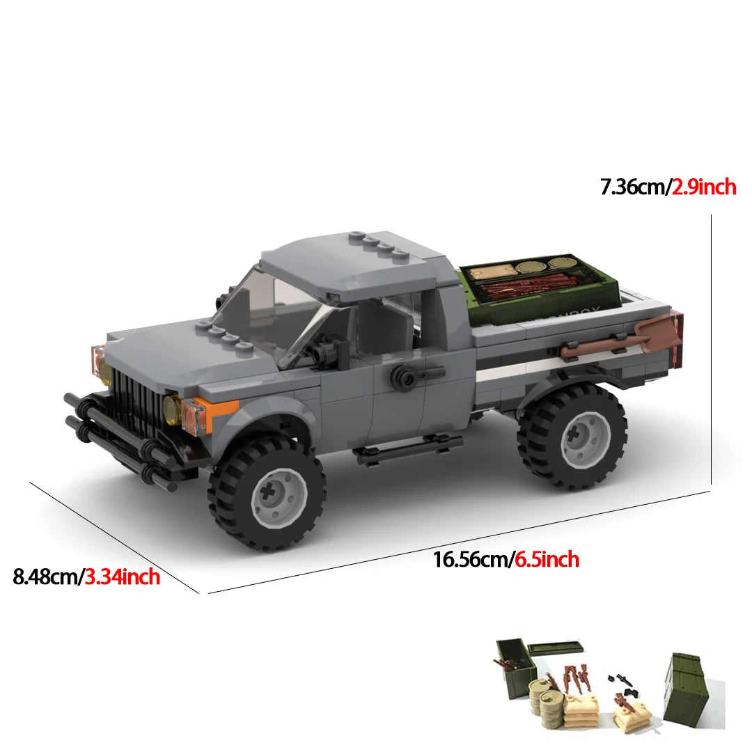 MOC Building Block Military Pickup Off-road Vehicle Model Weapon Transport Truck DIY Education Brick Toy for Boys