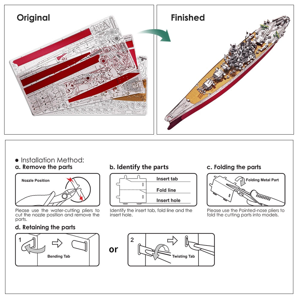 Piececool 3D Metal Yamato Battleship Model Kit