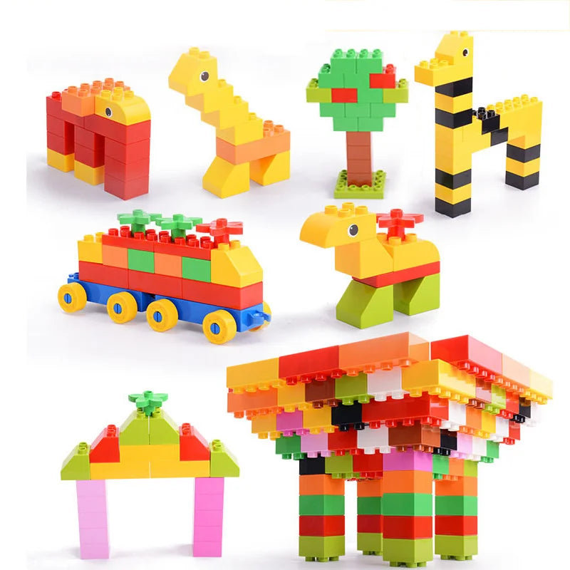 Colorful DIY Building Blocks – Big Size Bulk Bricks, Cars, Animals & Base Plates