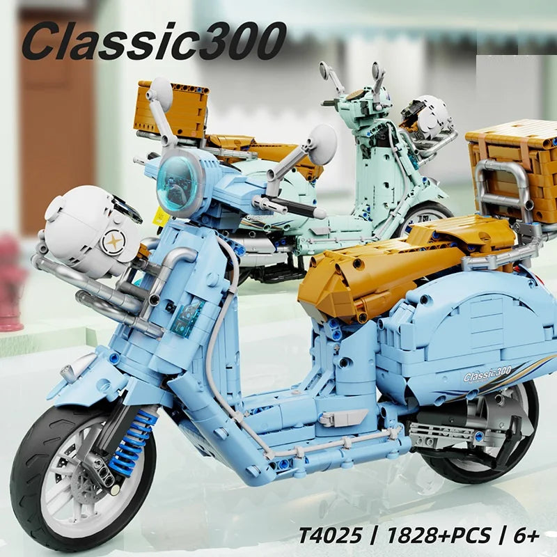 1:5 Scale T4025 1828pcs High-Tech Motorcycle Scooter Building Blocks Model Set