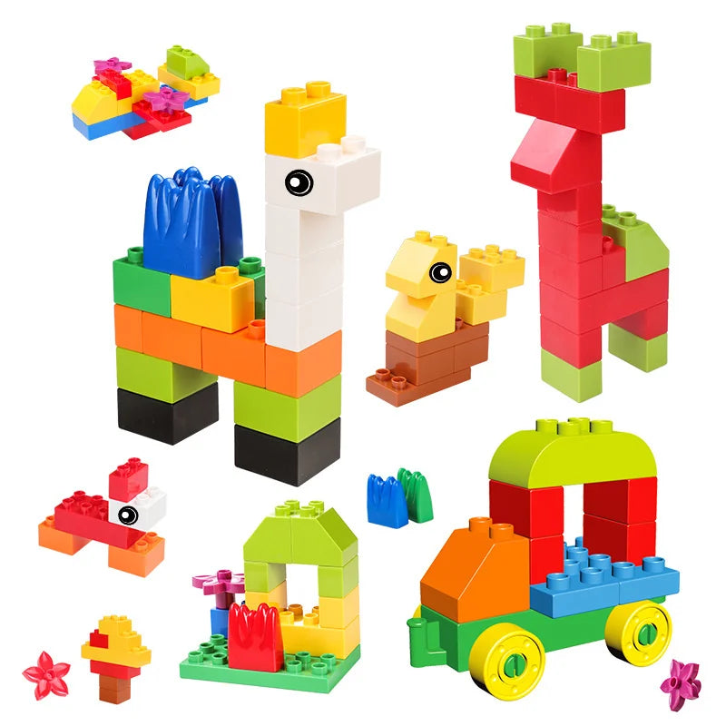 Colorful DIY Building Blocks – Big Size Bulk Bricks, Cars, Animals & Base Plates