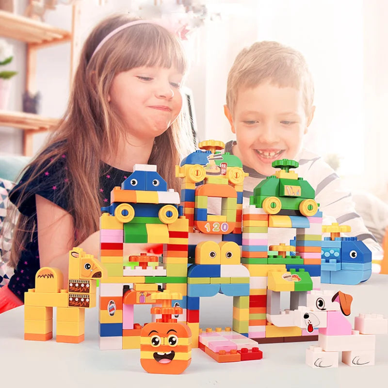 Colorful DIY Building Blocks – Big Size Bulk Bricks, Cars, Animals & Base Plates