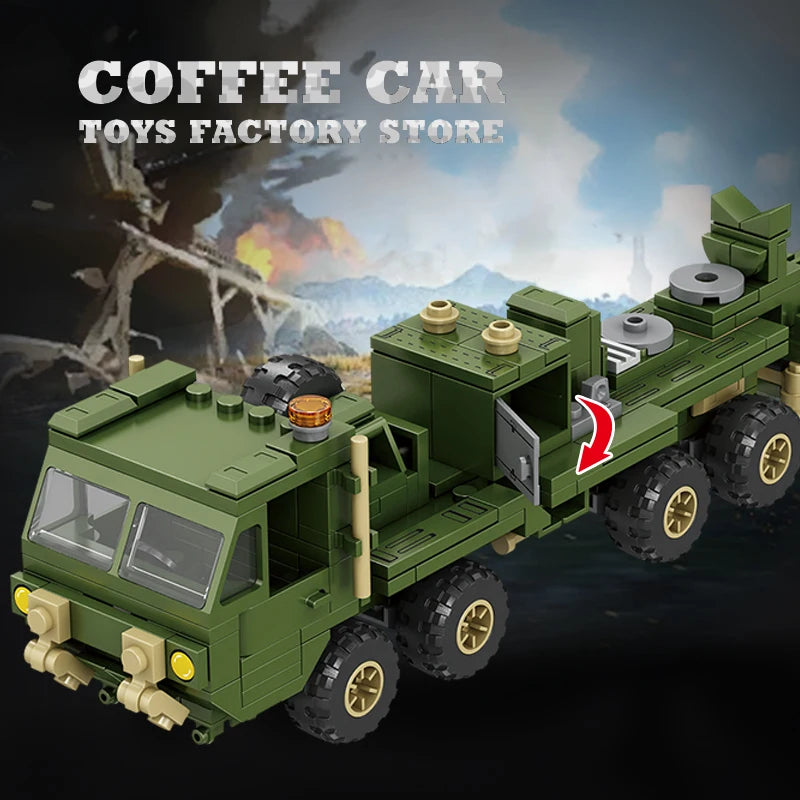 NEW Military Truck Building Blocks DIY Army Missile Vehicle MOC Bricks 3D Model Kit Puzzle Children Toys Adult Kid Birthday Gift