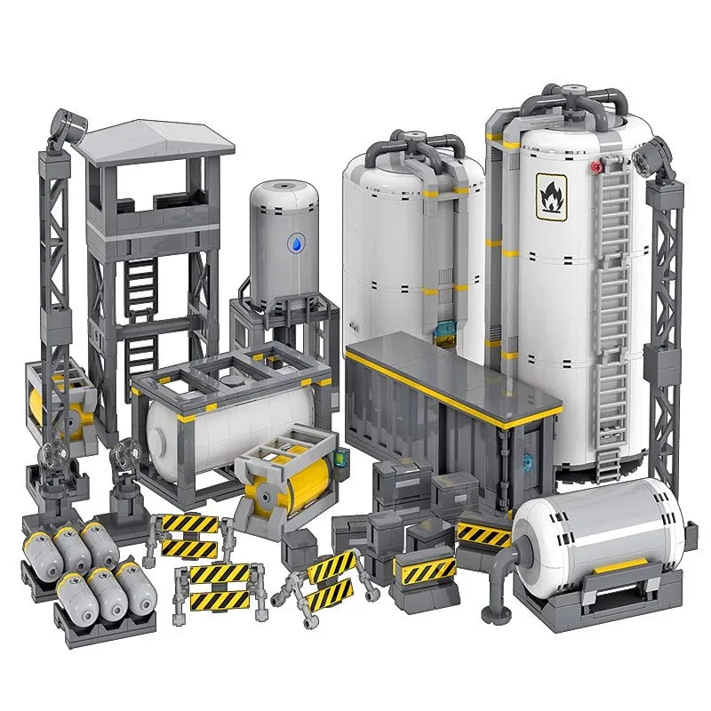Military Base Defense Building Blocks – Missile Launcher, Supply Containers & Industrial Modules