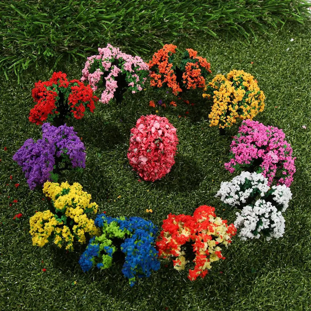 5pc Miniature Model Trees in Multiple Colors - Plastic, for Train Layouts, Architecture, Landscaping