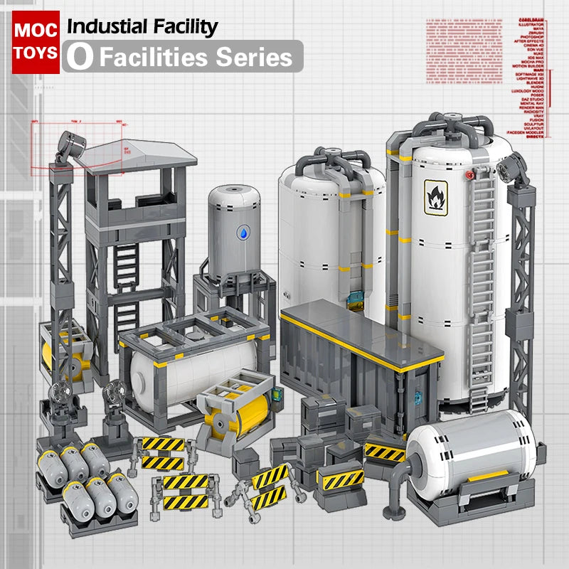 Military Base Defense Building Blocks – Missile Launcher, Supply Containers & Industrial Modules