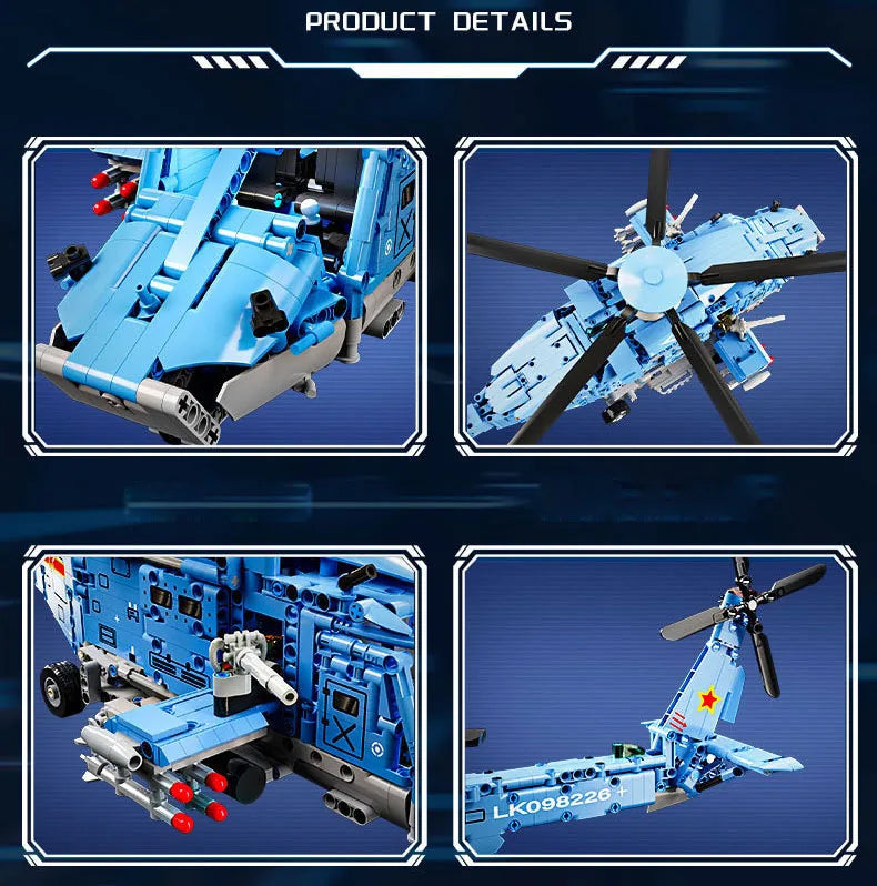 Modern Military Gunship Helicopter Building Block Set – Air Forces Collection