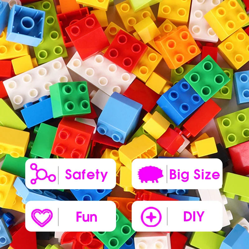 Colorful DIY Building Blocks – Big Size Bulk Bricks, Cars, Animals & Base Plates