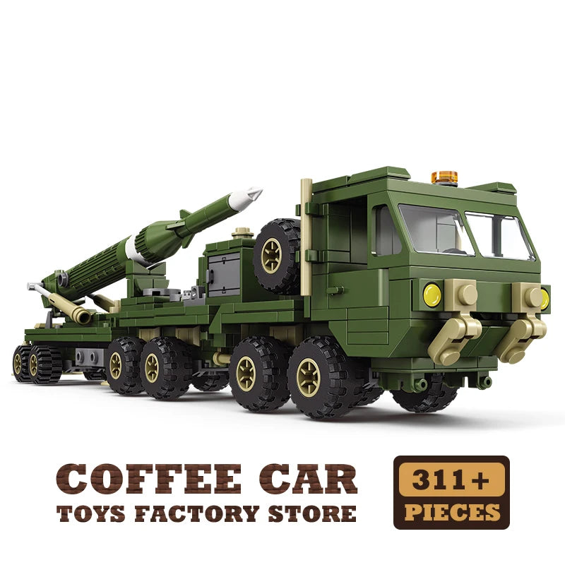 NEW Military Truck Building Blocks DIY Army Missile Vehicle MOC Bricks 3D Model Kit Puzzle Children Toys Adult Kid Birthday Gift