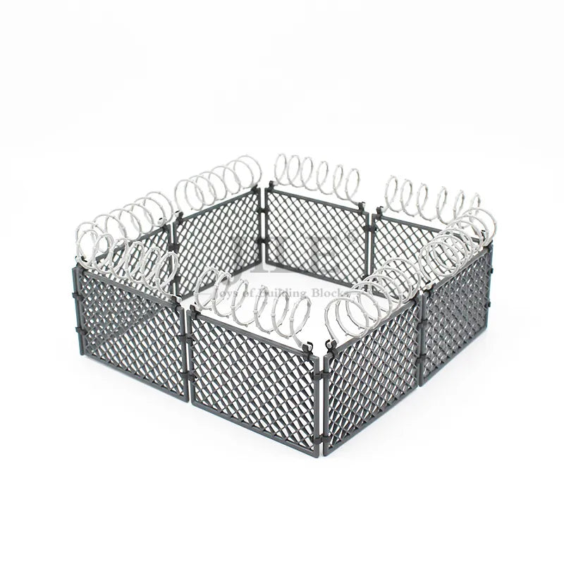 Jile Military Base Barbed Wire Building Blocks - Chain Fence Mesh, Compatible with Lego