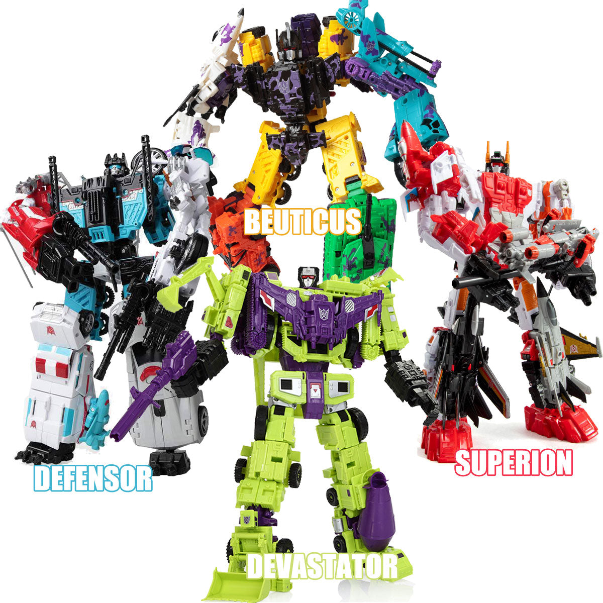 Transforming Robot Sets - Choose Your Favorite: Robot Defensor, Bruticus, Superion, or Devastator! 5in1 or 6in1 No Box