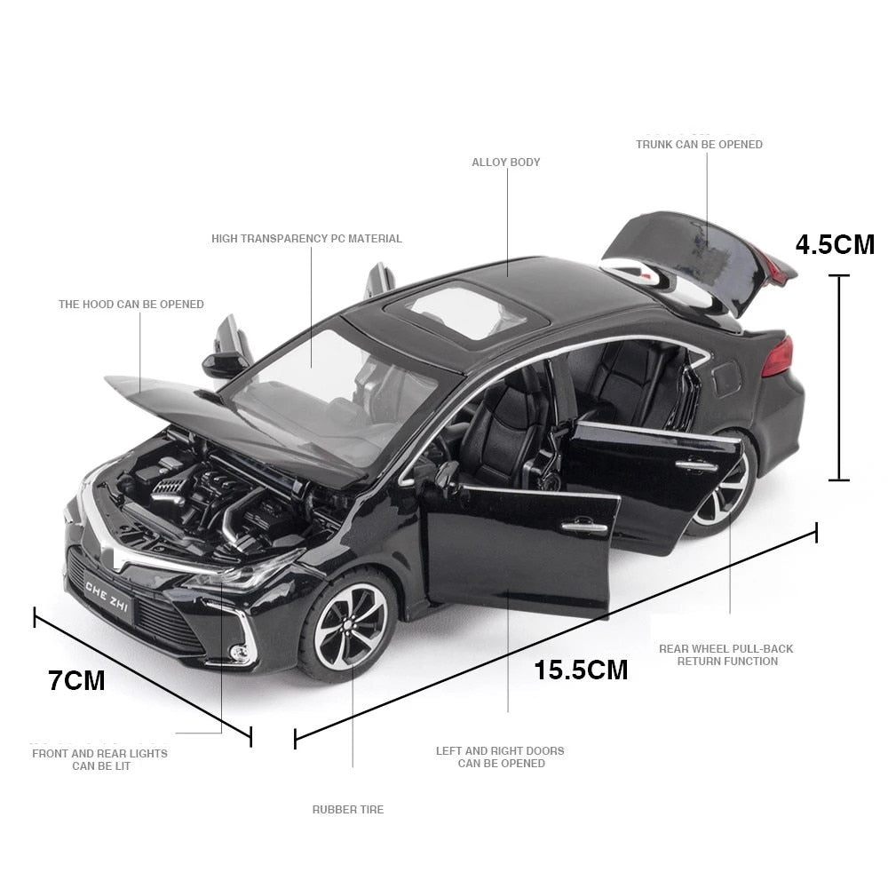 1/32 Scale Toyota Corolla Hybrid - Diecast Metal Car Model with Sound & Light Features