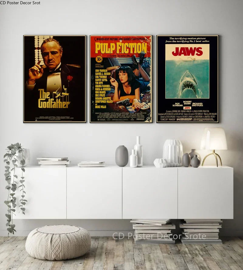 Classic TV and Movie Posters: Retro Kraft Paper Prints for Vintage Home Room Decor - The Office, Friends & More