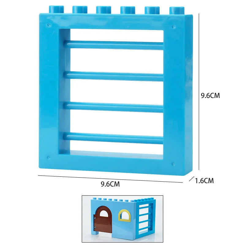 Big Particles Building Blocks House Parts Accessory Window Wall Roof Construction Assemble Duplo Brick Educational Toys For Kids