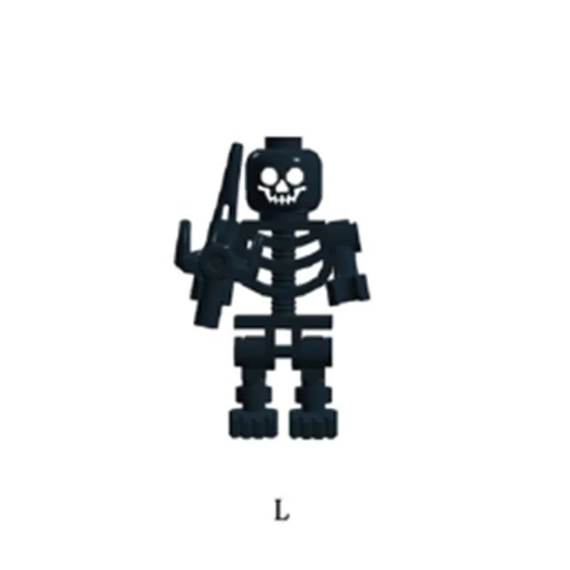 MOC Medieval Military Skeleton Corps Series Soldiers Army Building Block Weapons Spear Sword Accessories Brick Kids Toys Gift