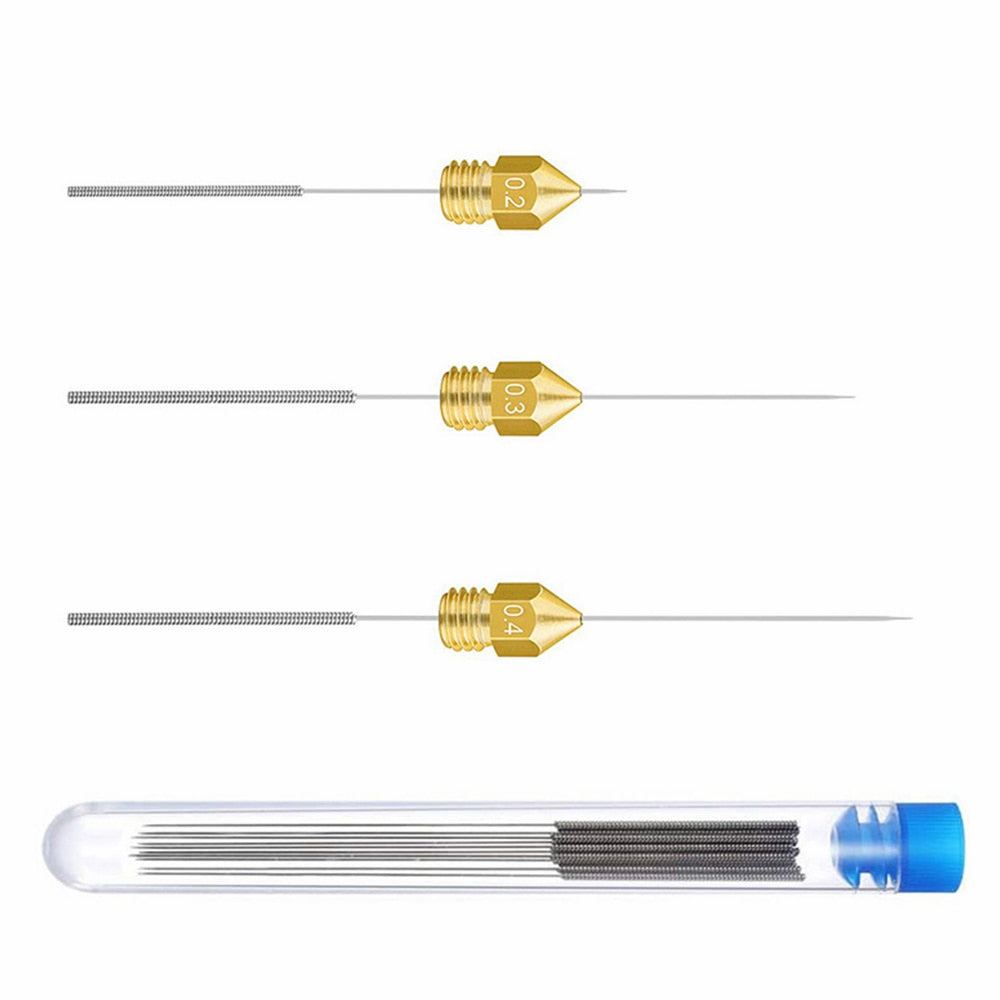 10PCS Stainless Steel Nozzle Cleaning Needles for MK8 V6 Nozzles Through Holes 0.15-0.8mm 3D Printer Parts