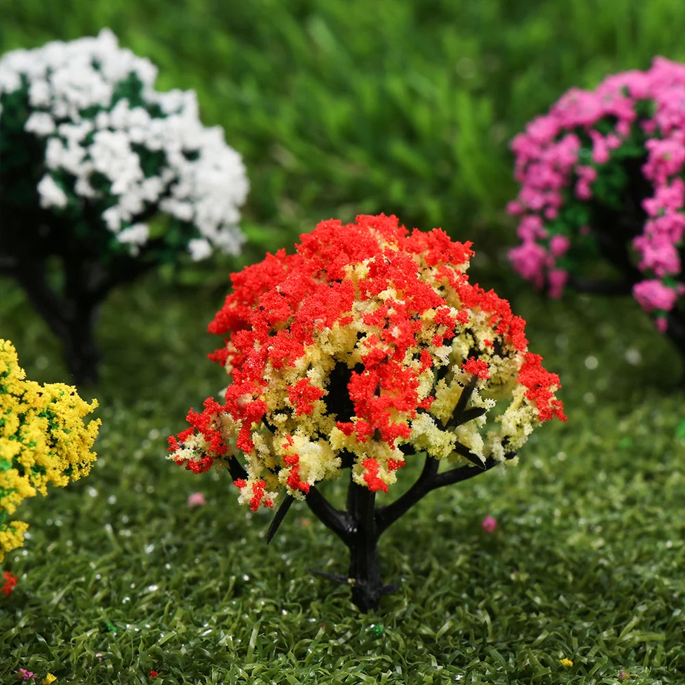 5pc Miniature Model Trees in Multiple Colors - Plastic, for Train Layouts, Architecture, Landscaping