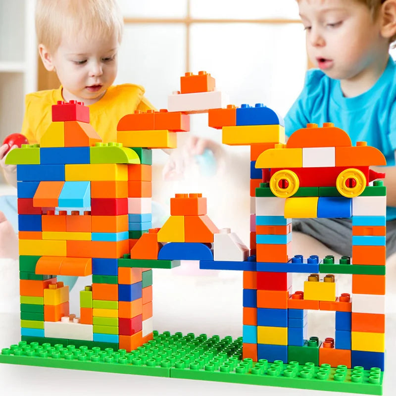 Colorful DIY Building Blocks – Big Size Bulk Bricks, Cars, Animals & Base Plates