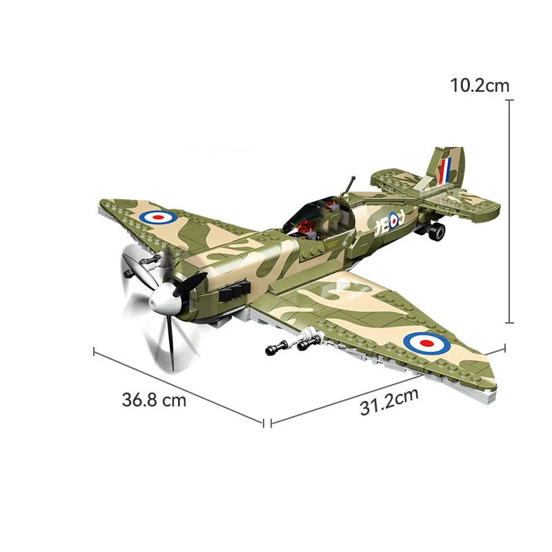 WWII UK MK9 Spitfire Brick Model Aircraft Set - Relive History in Bricks