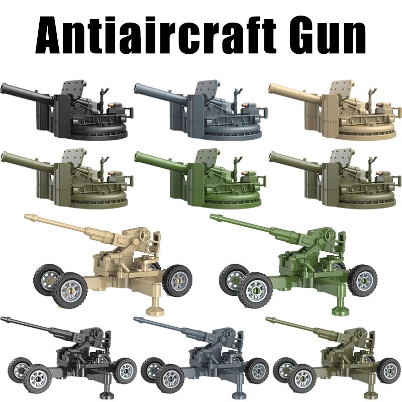 Military Series Battle Gun & Cannon Building Blocks – WW2 Army Artillery Collection