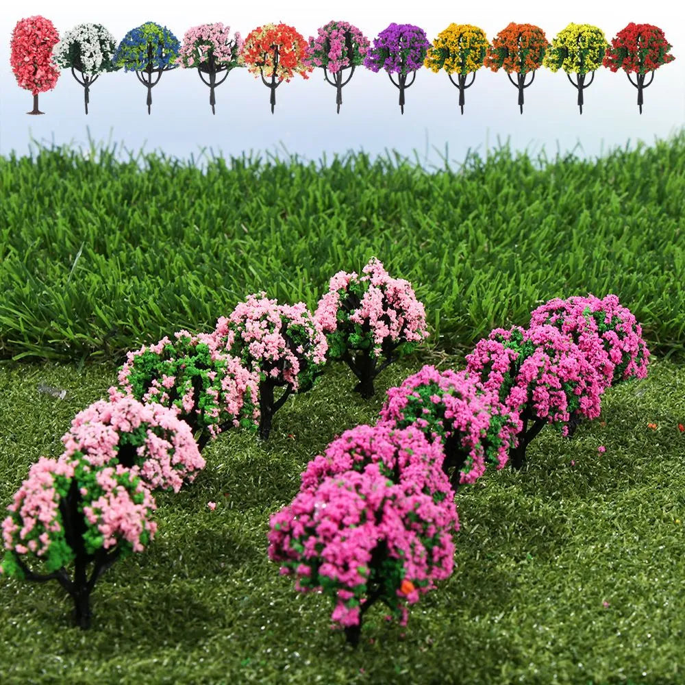 5pc Miniature Model Trees in Multiple Colors - Plastic, for Train Layouts, Architecture, Landscaping