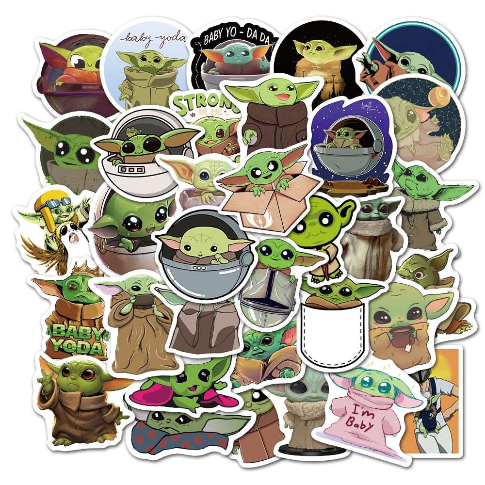 10/50PCS Star Wars The Mandalorian Baby Yoda Stickers, 10/50pc