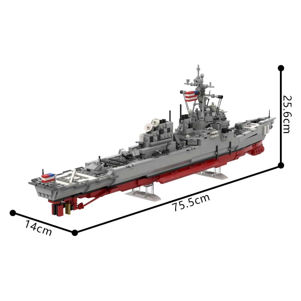 WW2 Military Arleigh Burke Flight I Warship Model – Brick-Compatible US Naval Building Set