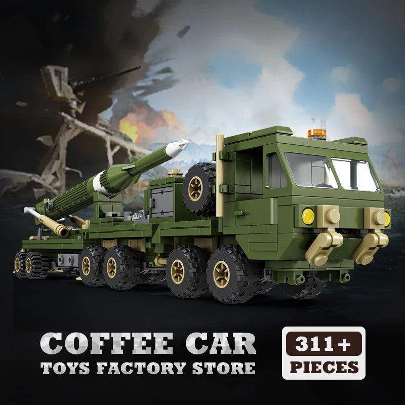 NEW Military Truck Building Blocks DIY Army Missile Vehicle MOC Bricks 3D Model Kit Puzzle Children Toys Adult Kid Birthday Gift