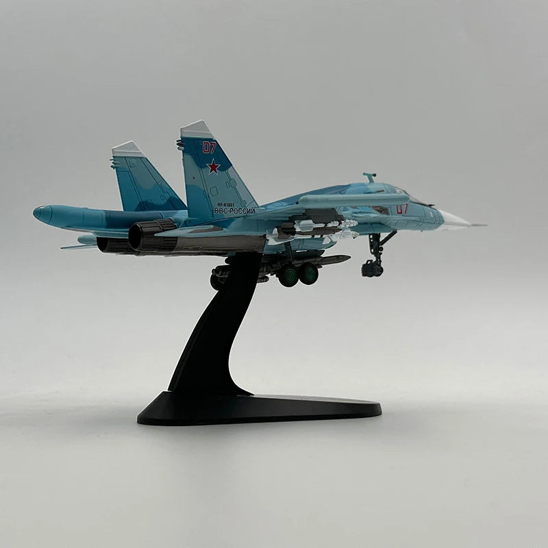 1/100 Scale Russian Su-34 Fullback Fighter Bomber Diecast Model - Metal Display Combat Aircraft - Xclusive Collectibles