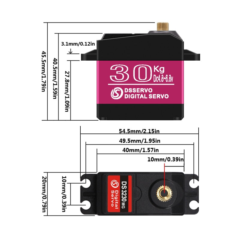 Dsservo High Precision Waterproof Servo with Metal Gears and Adjustable Arm for Ultimate RC Racing, 20Kg 25Kg 30Kg 35Kg Baja Servo For 1/8 1/10 Scale RC Cars