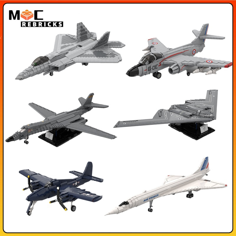 Classic Airforce & Military Brick Model Playsets by MOCREBRICKS: Iconic Planes Collection - Xclusive Collectibles