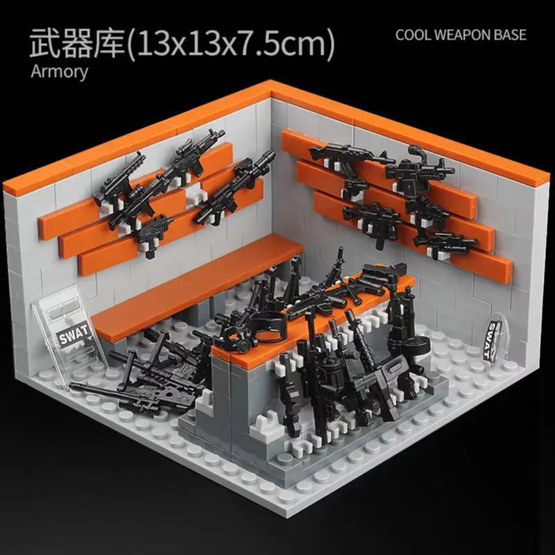Military Base Army Base Building Blocks Sets WW2 Battle Brick Armory Swat Team Weapons Pack Toys Compatible Major Brands Bricks